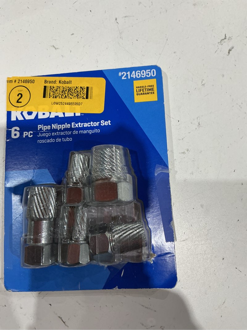 Condition photo showing Good Condition for kobalt pipe nipple extractor set