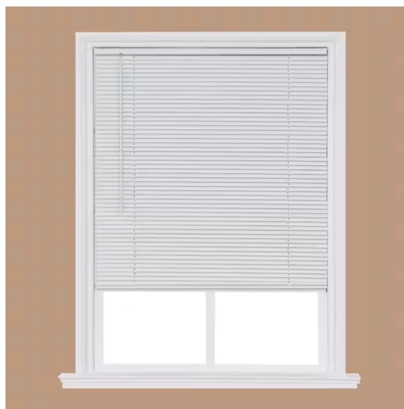 white cordless 1 in. room darkening vinyl mini blind 47-1/2 in. w x 64 in. l
