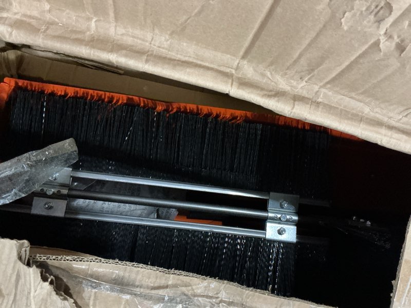 Condition photo showing As Is for Agri-Fab 45-0492 44" Tow-Behind Lawn Sweeper, 28 cu. ft Hopper Bag Capacity; Leaf & Grass Catcher, with Adjustable Brush Height and Dump From Seat Handle