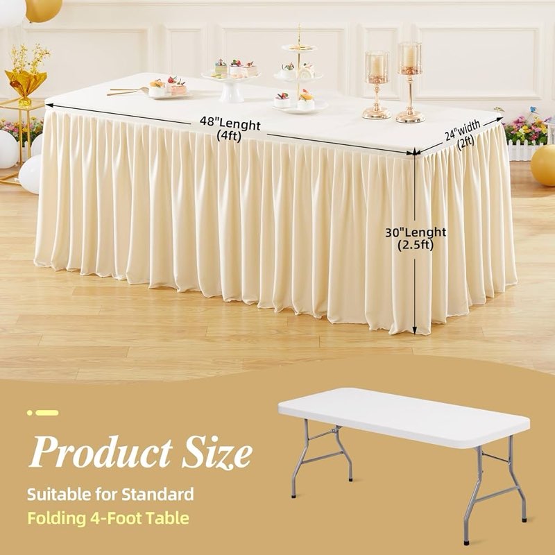 shillance 6 pack champagne table clothes for 8 foot rectangle tables, premium polyester rectangle ta