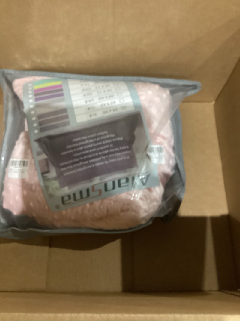 Condition photo showing As Is for ALANSMA Reversible Weighted Blanket for All Season, Luxury Velvet, Warm and Cool, Adult Kids 5Lb Weighted Blanket, Enjoy Sleeping Anywhere(Pink,36"x48" 5lbs) Pink 36''x48'' 5lbs