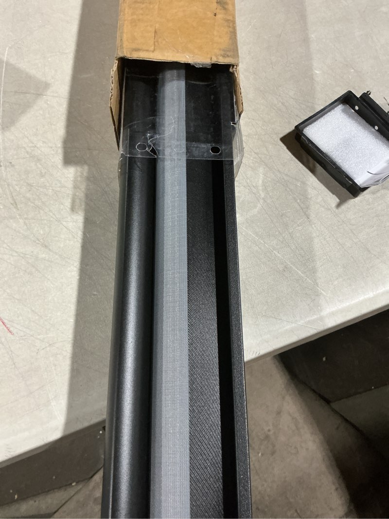 Condition photo showing As Is for aosky cordless zebra blinds for windows pull down roller window shades dual layer light filtering privacy for day and night, free-stop door shades for home easy to install (33" w x 72" h, black) 33"w x 72"h black