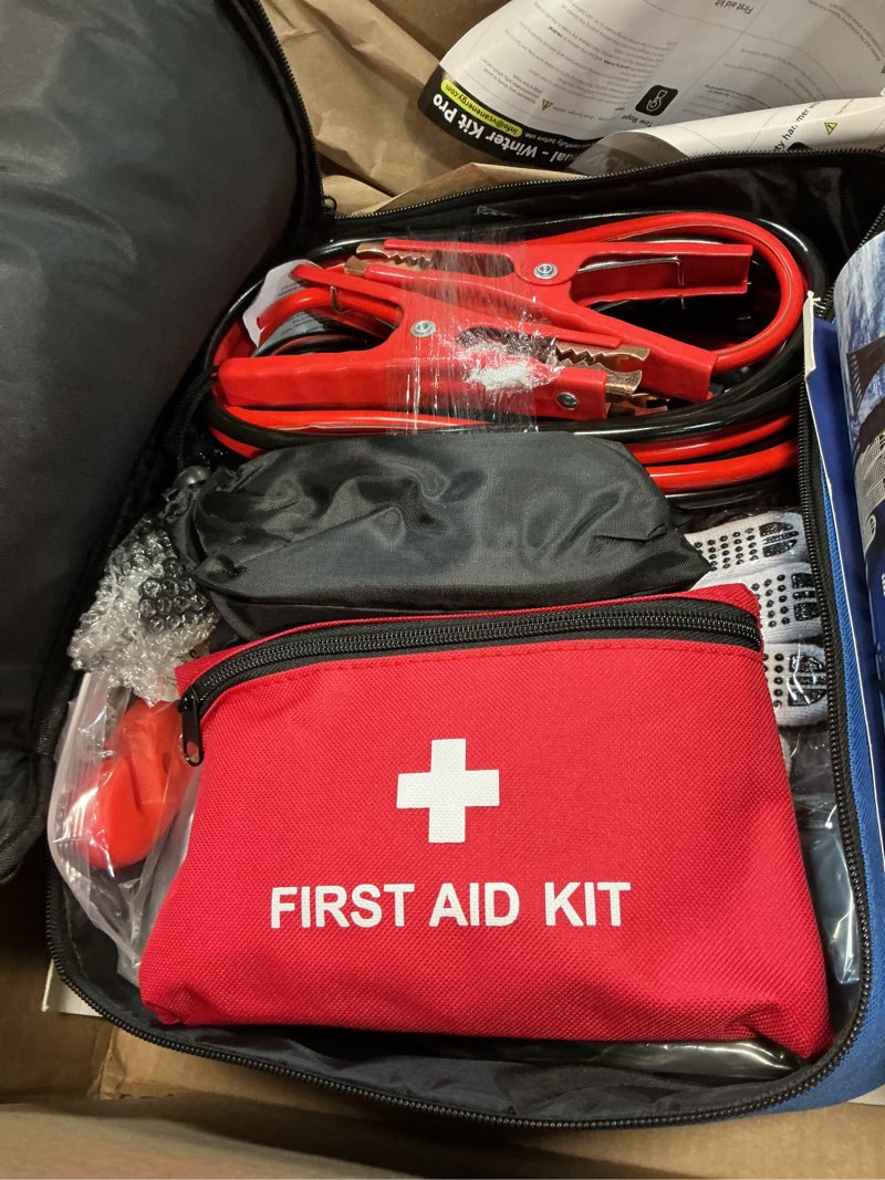 Condition photo showing Good Condition for Car Emergency Kit with Jumper Cable, First Aid Kit, Winter Travel Assistance with Detachable Snow Shovel, Safety Emergency Kit for Cars, Trucks