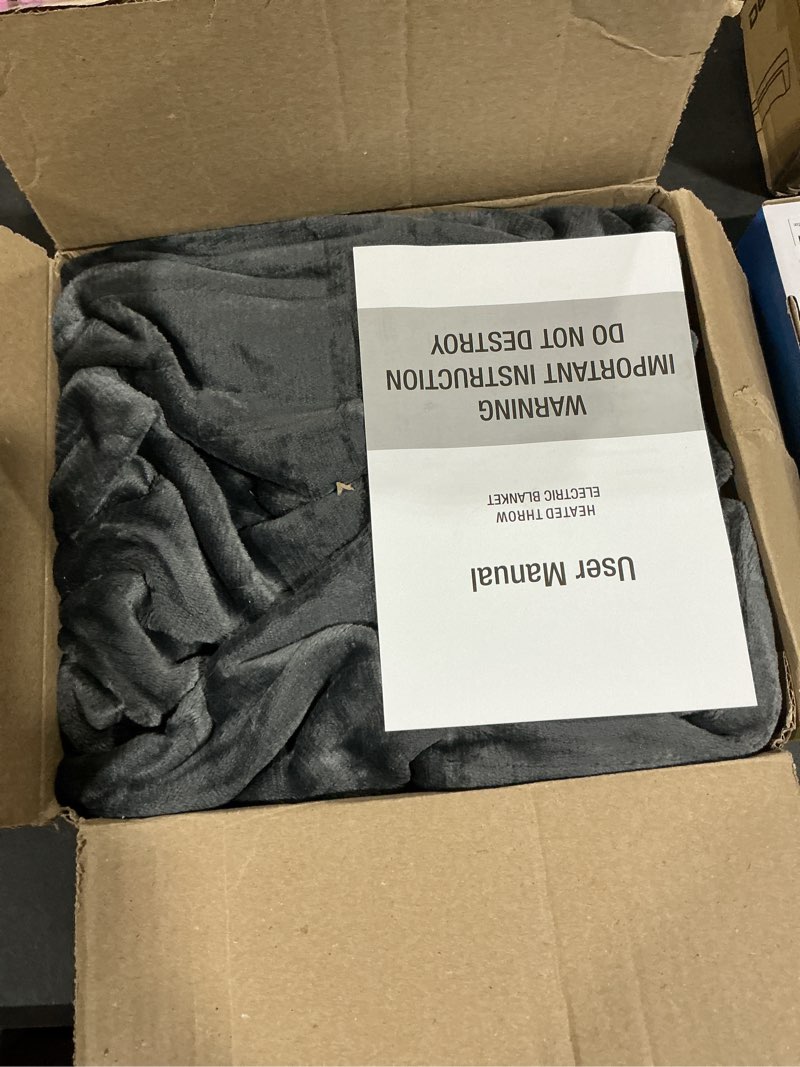 Condition photo showing New/Like New for Eydna Electric Heated Blanket Throw Size 50"x60", Fast Heating Throw, Soft Microplush for Sofa & Office,6 Heating Levels & 1-10 Hours Auto Off, Machine Washable, Gifts for Family-Gray 12-gray Throw(50" x 60")