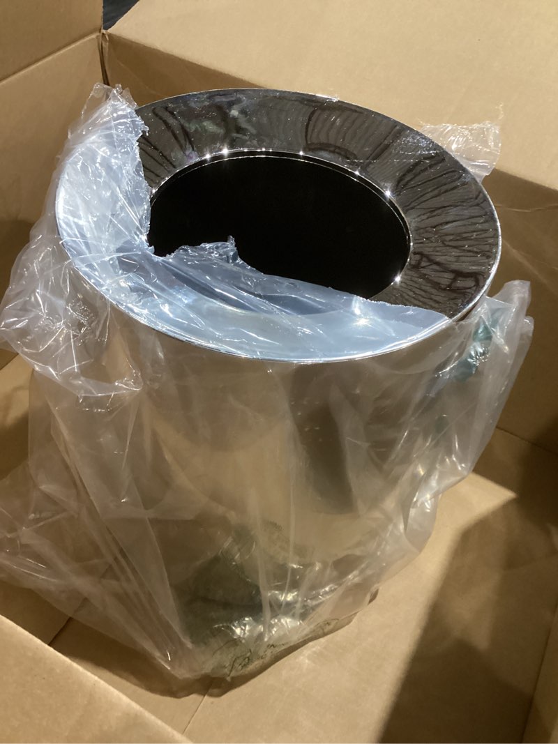 Condition photo showing Good Condition for Modern Polished Stainless Steel Design Garbage Can - 12L I 3.2-Gallon Spill-Proof Trash Basket - Indoor Outdoor Waste Bin w/Removable Trash Bin Liner with Wide Rim Polished Silver
