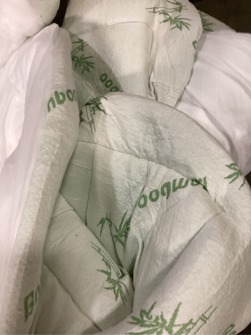 Condition photo showing As Is for Ultra Soft King Size Mattress Topper - Viscose Made from Bamboo Pillow Top Mattress Pad for Back Pain Relief - Naturally Cooling for Hot Sleepers, Green Green King