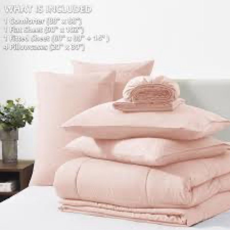 CozyLux Queen Comforter Set Blush Pink - Bed in a Bag Queen Size 7 Pieces, Luxury Soft Bed Set for A