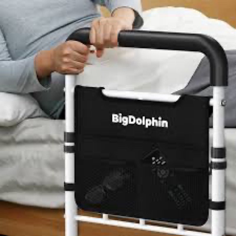 BigDolphin Bed Rails for Seniors - 400 LBS Capacity, Tool-Free, Stable Bed Rails for Elderly Adults for Seniors with Ergonomic Non-Slip Handle & Storage Pocket