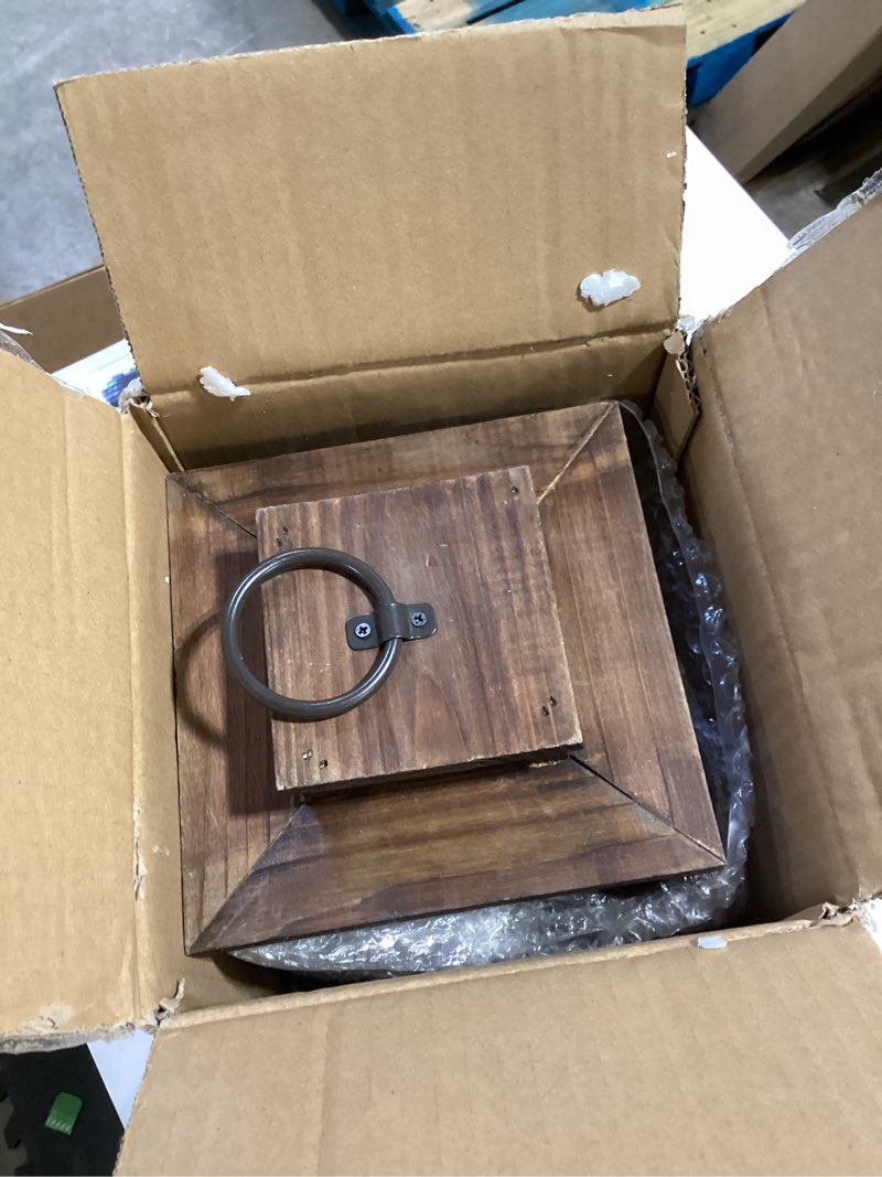 Condition photo showing Good Condition for rustic farmhouse wooden candle lantern,17'' h lanterns decorative indoor&outdoor, patio decor, hanging lantern holder decor for indoor outdoor, home, garden, wedding rustic brown 1 pc-17'' h