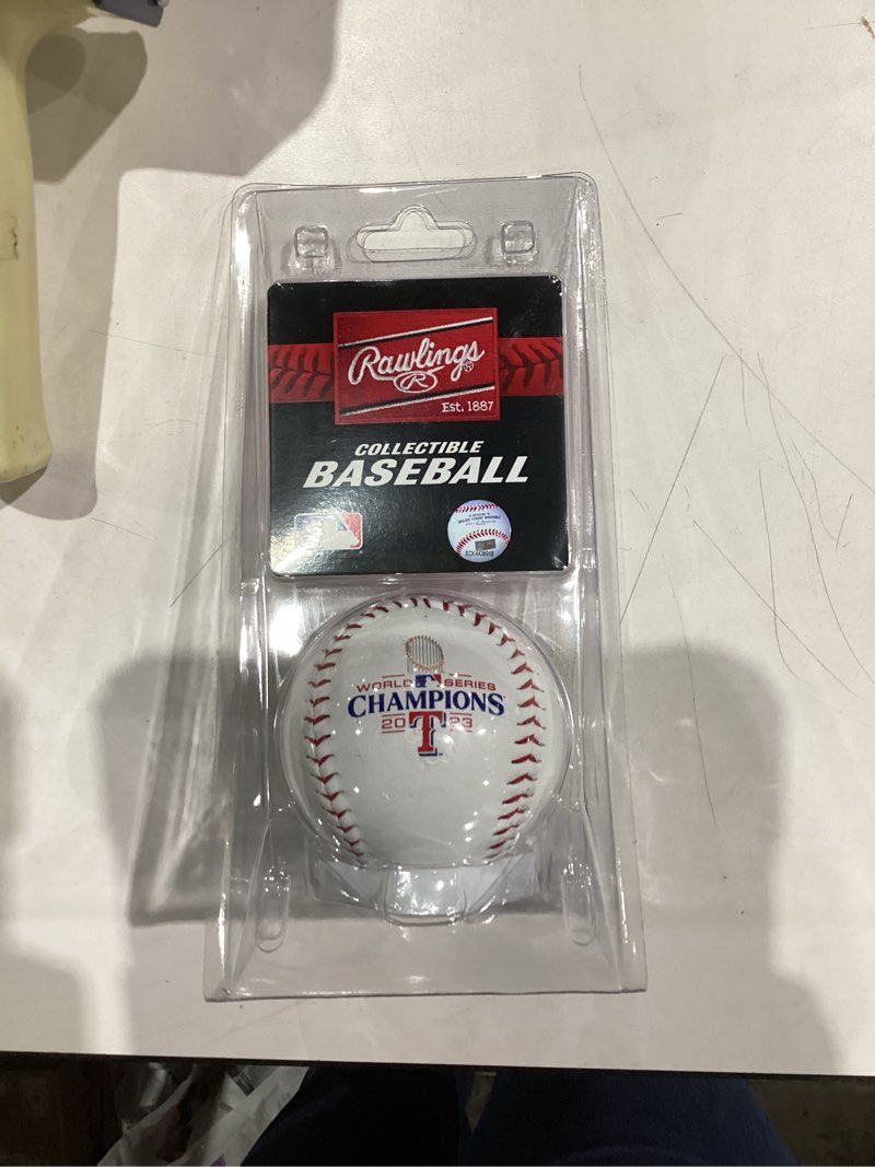 Condition photo showing New/Like New for Rawlings | Official 2023 World Series Champions | Texas Rangers | Commemorative Baseball White | Vinyl