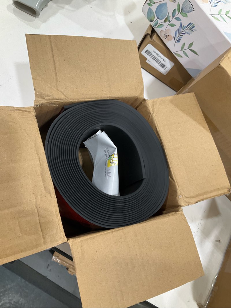 Condition photo showing Good Condition for vinyl baseboard molding trim 4 inch x 20 feet peel and stick baseboard trim flexible pvc cove base moulding self-adhesive trim for garage bathroom cabinet floor walls, black 4inch x 20ft black