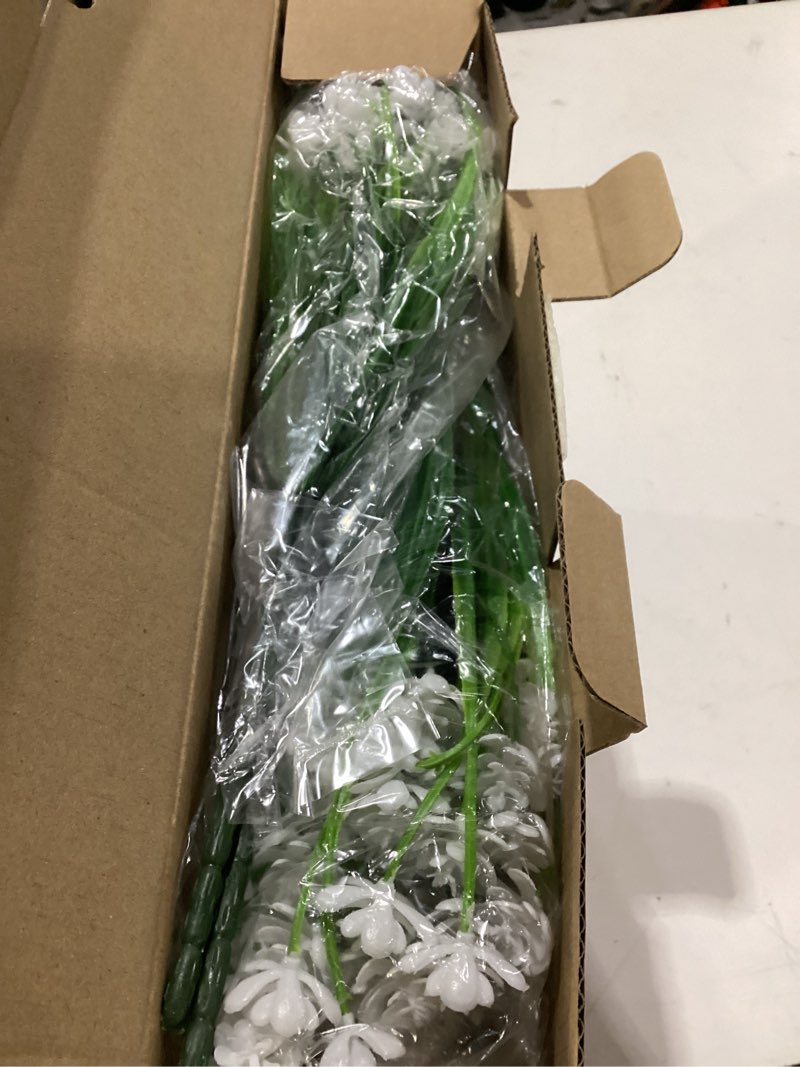Condition photo showing New/Like New for agirl 24 bundles artificial flowers for outdoor,no fade fake plastic flowers faux plants for decoration hanging planters indoor outside garden porch window box home wedding farmhouse white 24