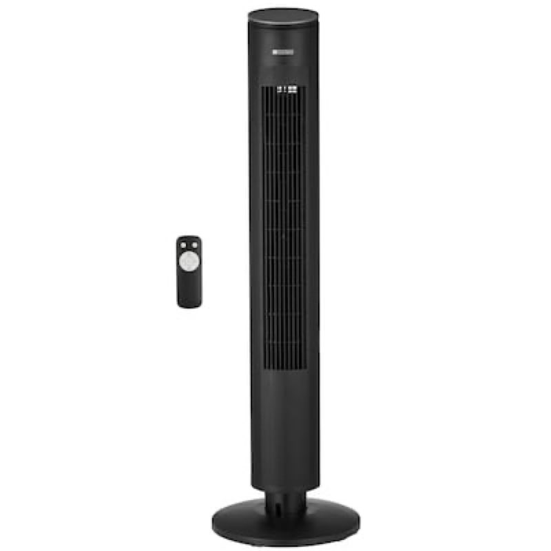  Utilitech 42-in Indoor Oscillating Tower Fan, in BLACK/MATTE with Remote