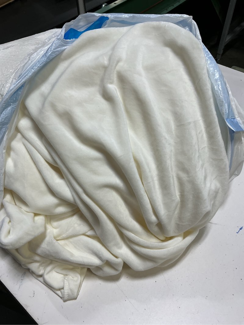 Condition photo showing Good Condition for 7 Pieces Velvet High Stretch Sofa Covers for 3 Cushion Couch Sofa Slipcovers, Washable Furniture Protector with Drawstring Anti Slip Bottom, Soft and Plush Fabric for Kids and Pet (White) 3 Seater White