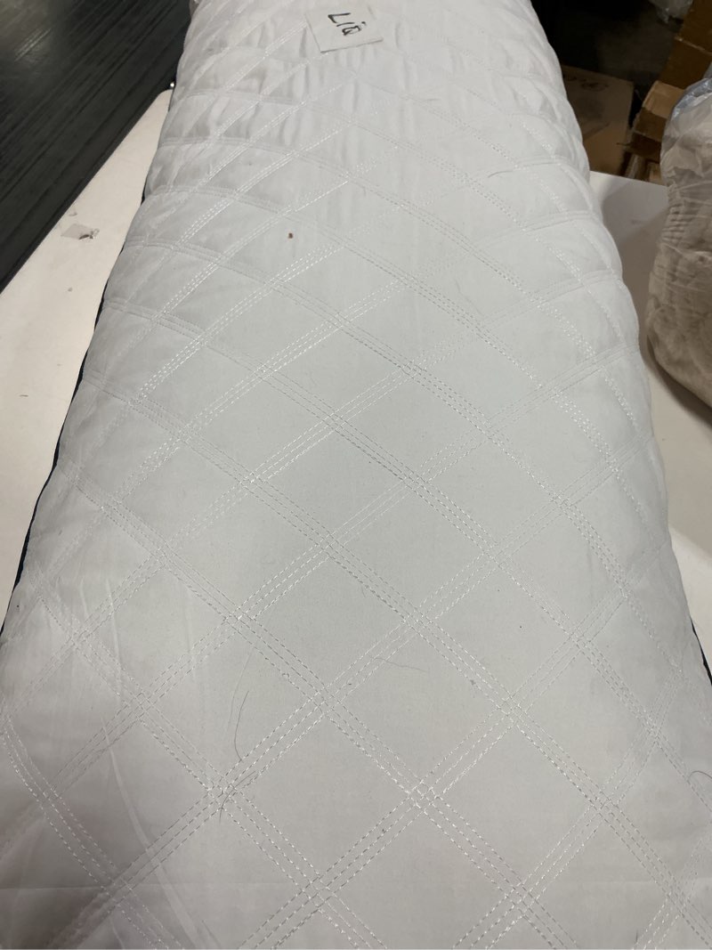 Condition photo showing Good Condition for Oubonun Premium Adjustable Loft Quilted Body Pillows - Firm and Fluffy Pillow - Quality Plush Pillow - Down Alternative Pillow - Head Support Pillow - 21"x54" White-navy Blue Side