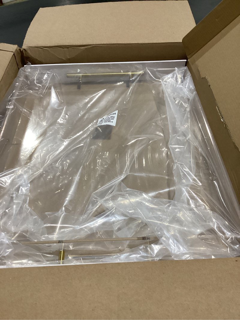 Condition photo showing Good Condition for Large Clear Acrylic Serving Tray (16×18 Inches) with Gold Handles Spill Proof Acrylic Decorative Tray Organiser for Ottoman Coffee Table Countertop 16x18 Inches