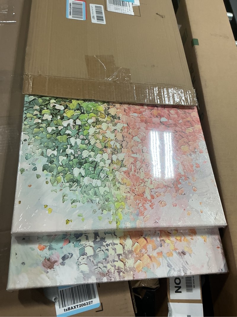 Condition photo showing New/Like New for iHAPPYWALL 2 Pieces Set Ocean Theme Canvas Wall Art Coastal Shell Starfish Coral Conch Picture for Bathroom Kitchen Office Living Room Decor Ready to Hang 16x24inchx2pcs