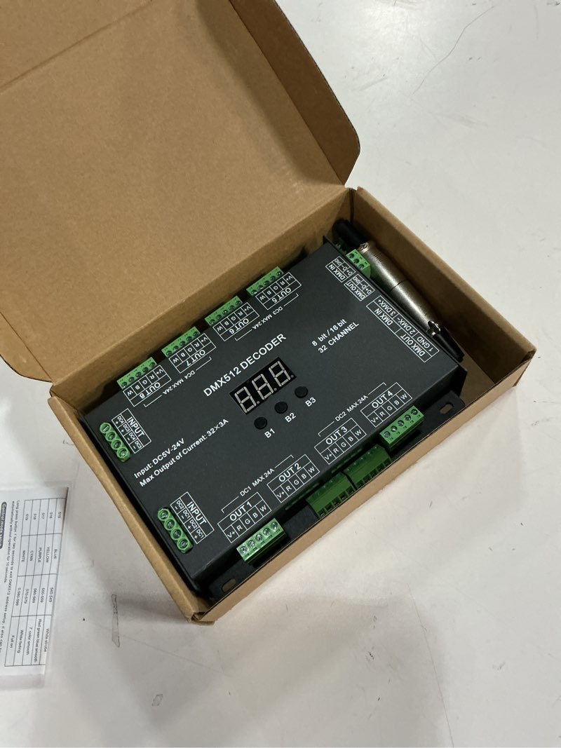 Condition photo showing Good Condition for 32 channel 96a rgbw dmx 512 led decoder controller dmx dimmer dc5-24v rgbw rgb led light 8 bit/16 bit