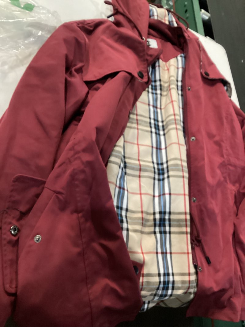 Condition photo showing As Is for saphirose women's long hooded rain jacket outdoor raincoat windbreaker x-large burgundy