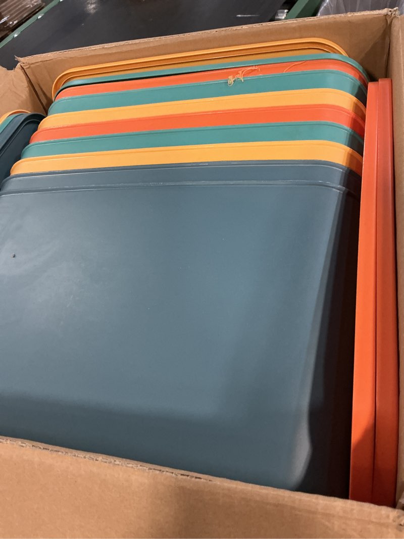 Condition photo showing Good Condition for hoolerry 8 pieces colorful storage bins with lid, plastic storage basket organizing container stackable box with handle for shelves desktop playroom office(16.1 x 12.0 x 9.7 inch,multi-colored) 16.1 x 12.0 x 9.7 inch multi-colored