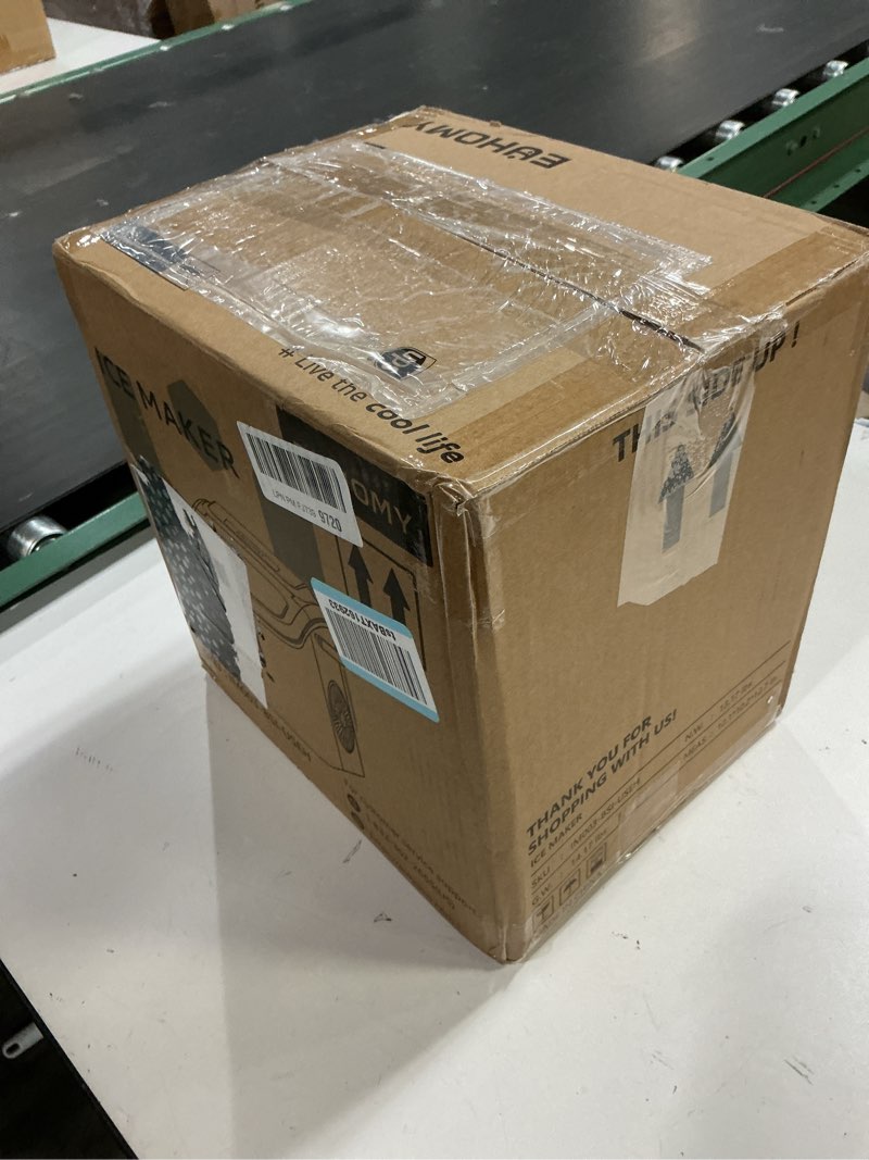 Condition photo showing New/Like New for EUHOMY Countertop Ice Maker Machine with Handle, 26.3lbs Per Day, 9 Cubes in 6 Mins, Auto-Cleaning Portable Ice Maker with Basket and Scoop, for Home/Kitchen/Camping/RV (Silver) Steel Grey Silver 26.3 lbs/day