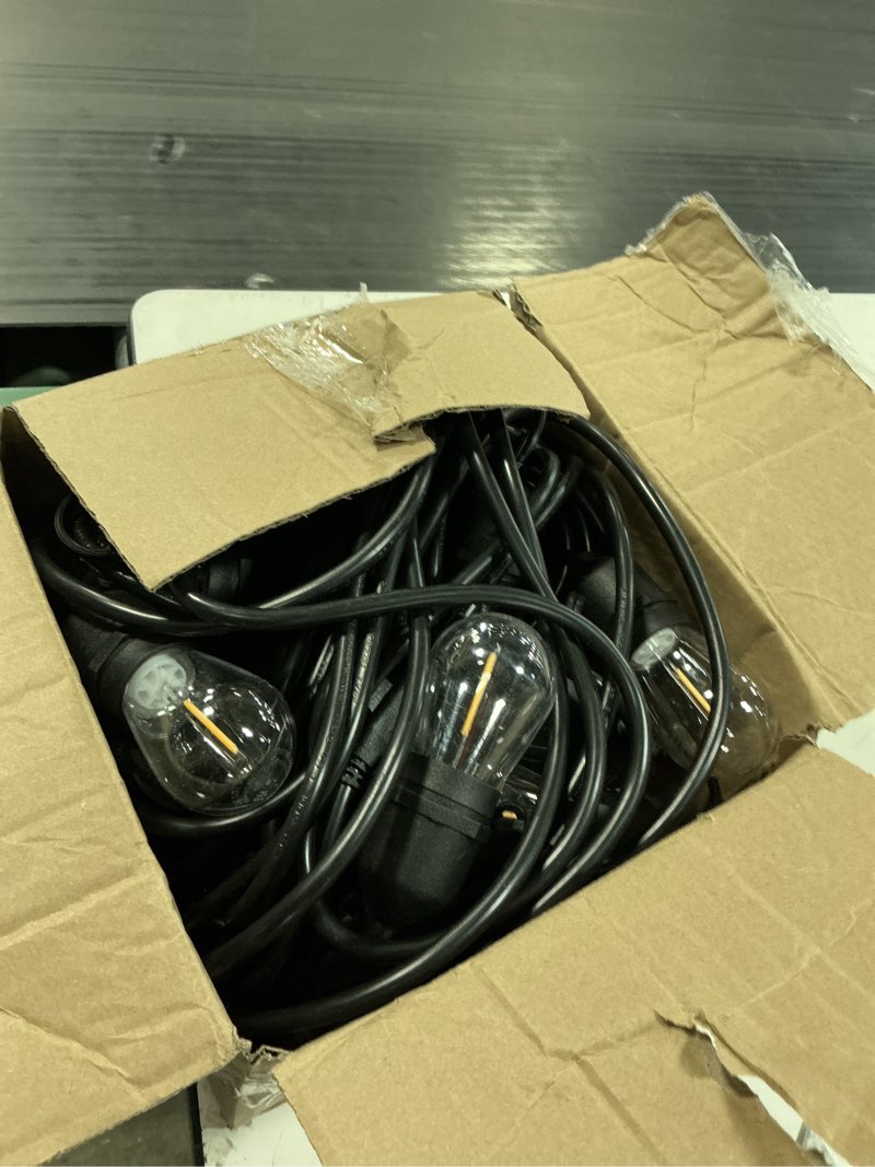 Condition photo showing Good Condition for larkvue 96ft(2x48ft) solar outdoor string lights with remote & timer, dimmable patio lights with 30+2 shatterproof st38 led bulbs for outside-black black 2