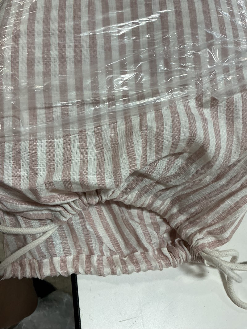 Condition photo showing New/Like New for european linen sheet set, full, dusty mauve/white stripe
