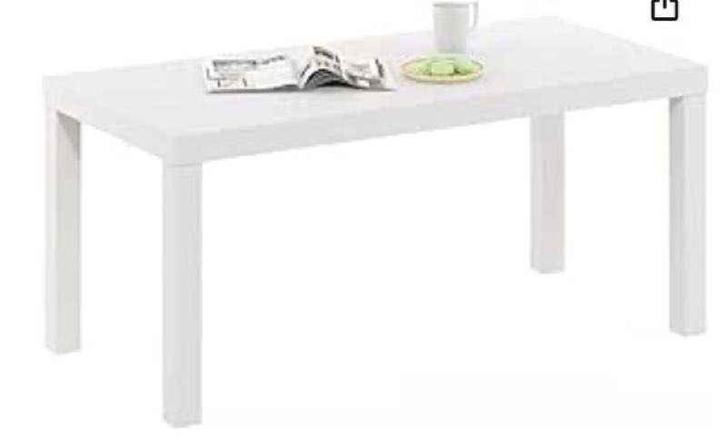 furinno classic coffee table, modern rectangle coffee table with 1.8 inch thick tabletop, side table