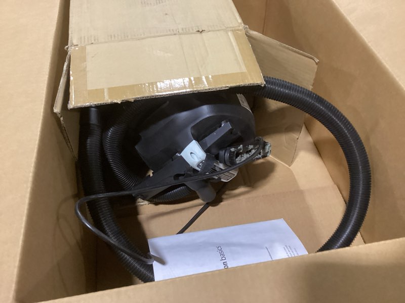 Condition photo showing As Is for Amazon Basics Wet Dry Vacuum Cleaner, 4 gallon Shop, 3 HP Stainless Steel, Grey/Black