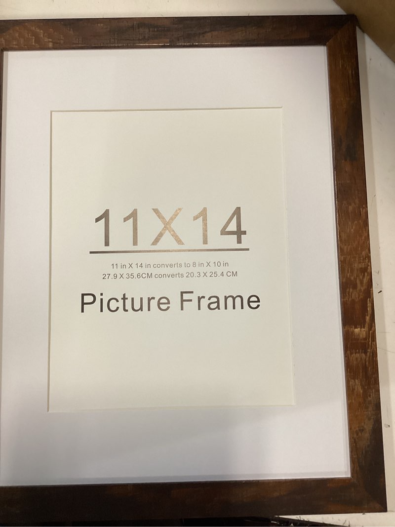 Condition photo showing Good Condition for brown 11x14 picture frame,display 11x14 without mat or 8x10 with mat?wall gallery photo frames 11x14 inches 1p brown