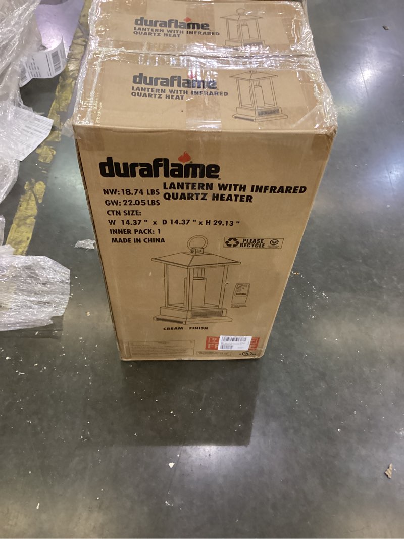 Duraflame lantern with infrared quatez heater cream
