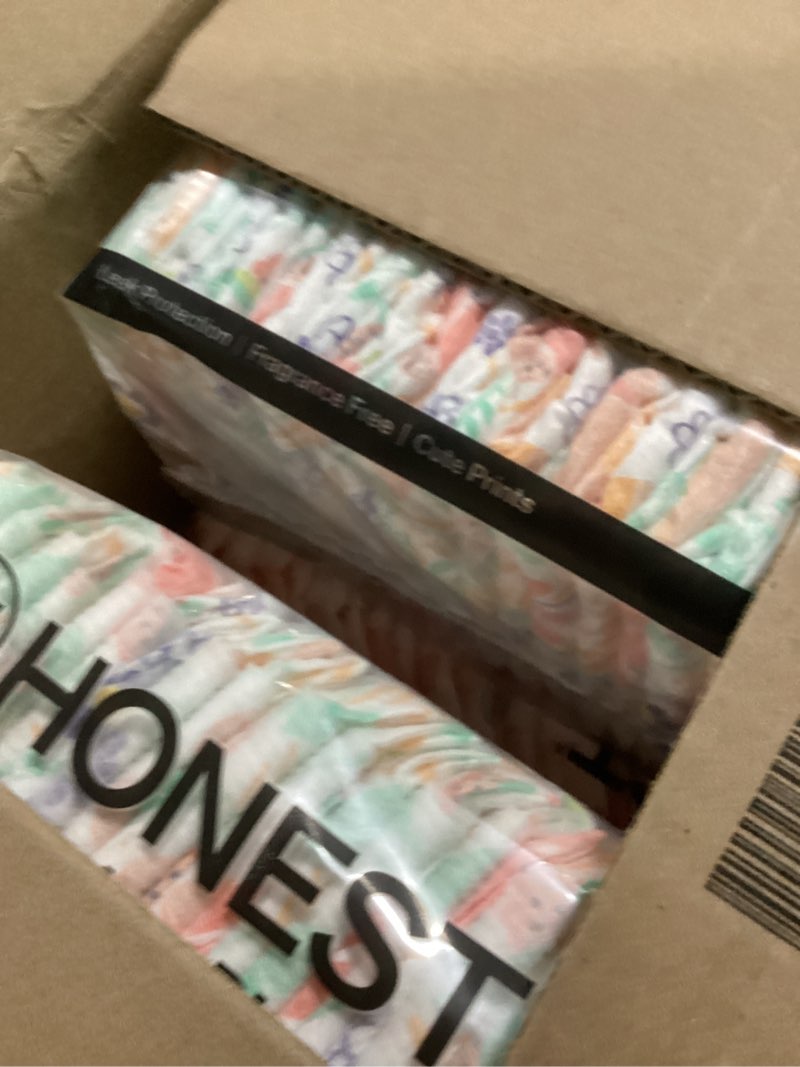 Condition photo showing New/Like New for the honest company comfort dry disposable daytime diapers, hypoallergenic, fragrance-free, sensitive skin, just peachy + flower power, super club box size 3 (16–28 lbs), 120 count size 3 (120 count) just peachy + flower power
