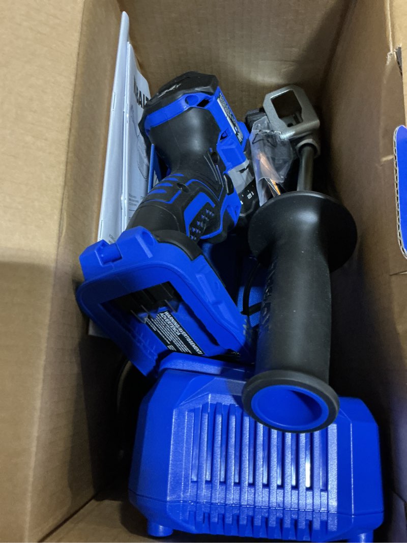 Condition photo showing Good Condition for possibly missing parts kobalt 24-volt 1/2-in keyless brushless cordless drill (1-battery, charger and soft bag included)