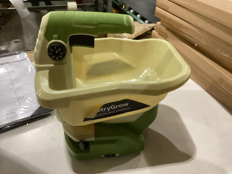 Condition photo showing Good Condition for hand grass seed spreader for lawns, fertilizer broadcast speader handheld, compatible for makita 18v/21v li-ion battery, 3.3 l capacity, 8-level no battery yellow