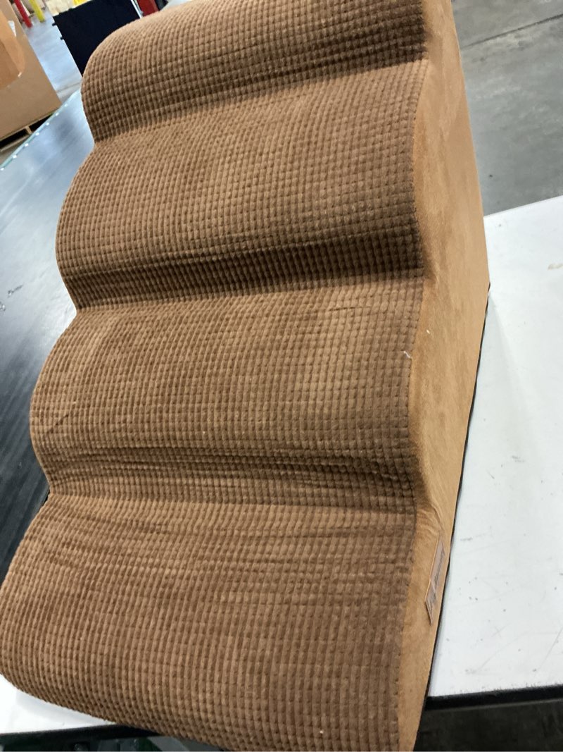 Condition photo showing New/Like New for aodisman dog steps for bed or couch,4-step pet stairs ramp for small dogs | 17.4" h indoor non-slip dog stairs help senior dogs,short-legged breeds,puppies and cats to reach beds and chairs,grey,brown brown 4 standard 4-step 17.4"h