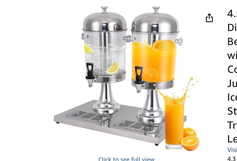 4.5 Gallon Drink Dispensers for Parties, Beverage Dispenser with Stand, Commercial Hot Cold Juice Dispenser with Ice Container and Stainless Steel Drip Trays for Beer, Water Lemonade