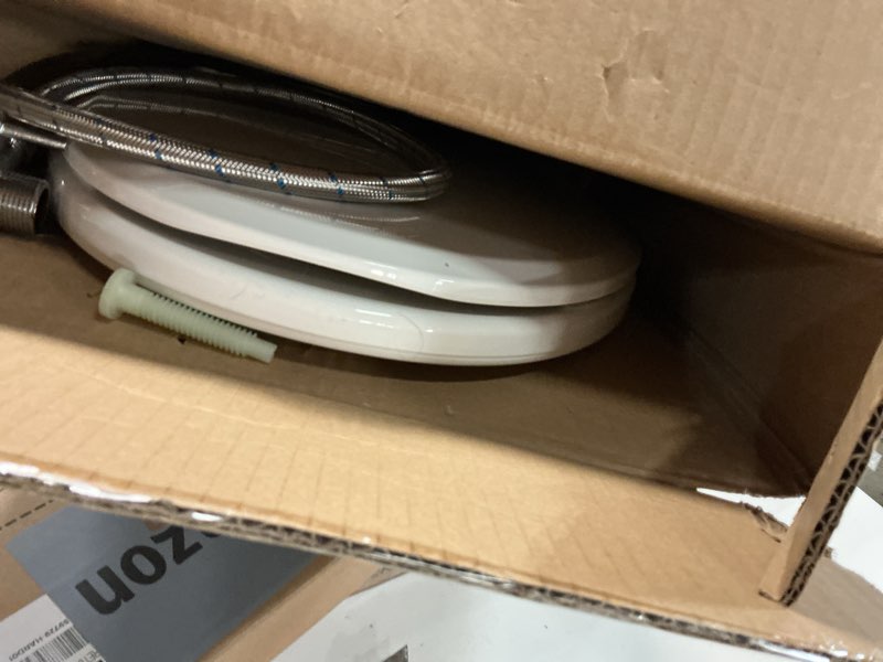 Condition photo showing As Is for clirass elongated bidet toilet seat with quiet-close, non-electric bidet mode with dual nozzles, fit elongated toilet seat, adjustable water pressure with brass inlet (elongated) oval