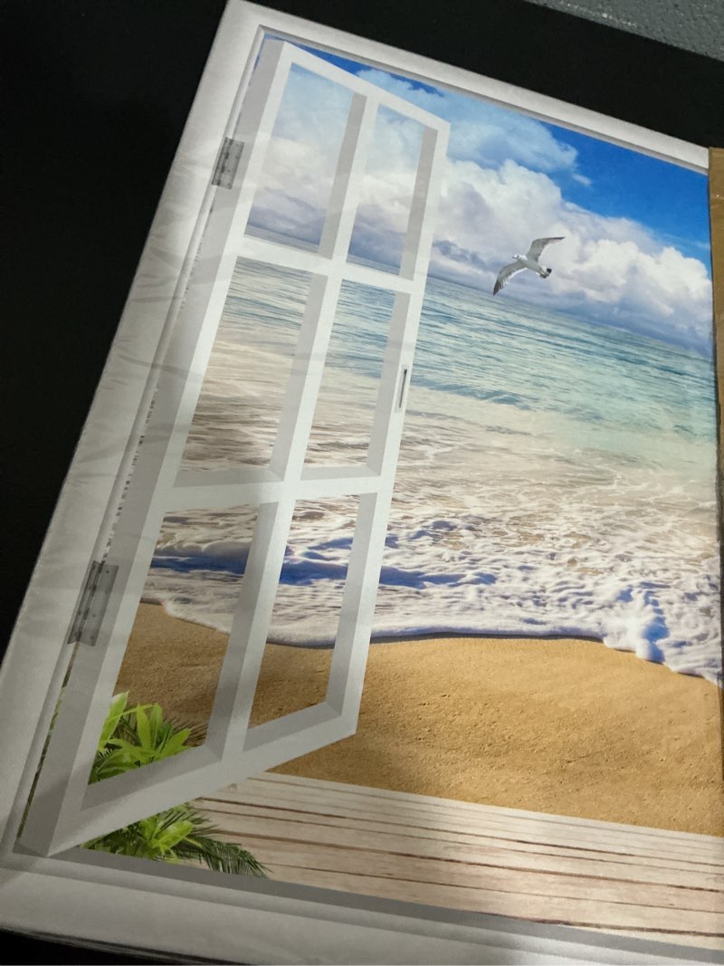 Condition photo showing New/Like New for large beach pictures wall art canvas print artwork blue ocean seascape window frame decor living room bedroom office 24 x36