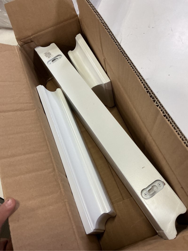 Condition photo showing Good Condition for ahdecor modern white floating shelves, sleek wall mounted storage solution for living room, bedroom, bathroom, and kitchen decor, set of 2 2pcs white
