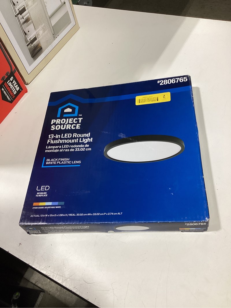 Condition photo showing As Is for project source adjustable color temperature 1-light matte black led flush mount light energy star