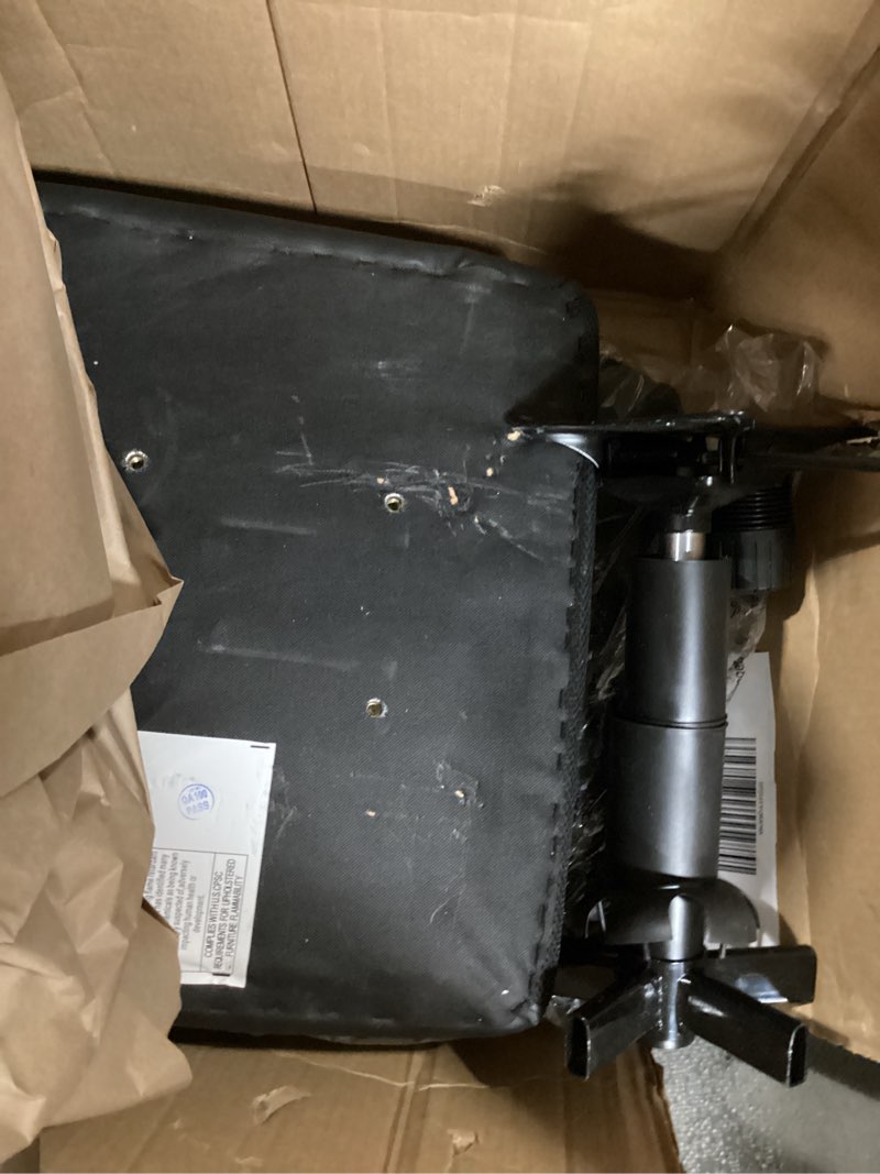 Condition photo showing As Is for Amazon Basics Classic Puresoft PU Padded Mid-Back Height Adjustable Office Computer Desk Chair with Armrest, 26"D x 23.75"W x 42"H, Black