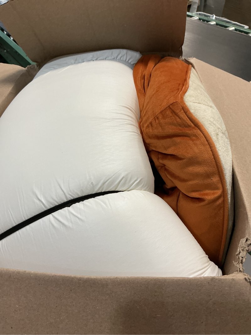 Condition photo showing As Is for bedsure orthopedic dog beds large sized dog - washable large dog cat bed waterproof, comfort dogs couch sofa with washable removable cover, pet bed with nonskid bottom, ember clay, 35" 35"l x 25"w x 6.5"th ember clay