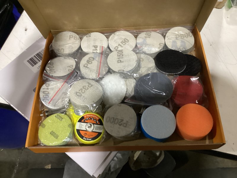 Condition photo showing As Is for 331 pcs 2 inch wet dry sanding discs grit 60 80 120 150 180 240 320 400 600 800 1000 1500 2000 3000 5000 10000 hook and loop for drill sanding attachment 2 in mix