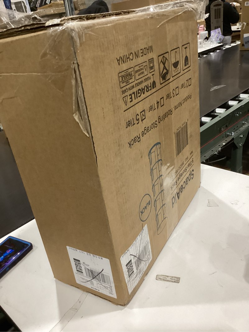 Condition photo showing As Is for SpaceAid 5 Tier Rotating Bookshelf Tower, Spinning Bookcase Lazy Susan, Revolving 360 Book Shelf Sto