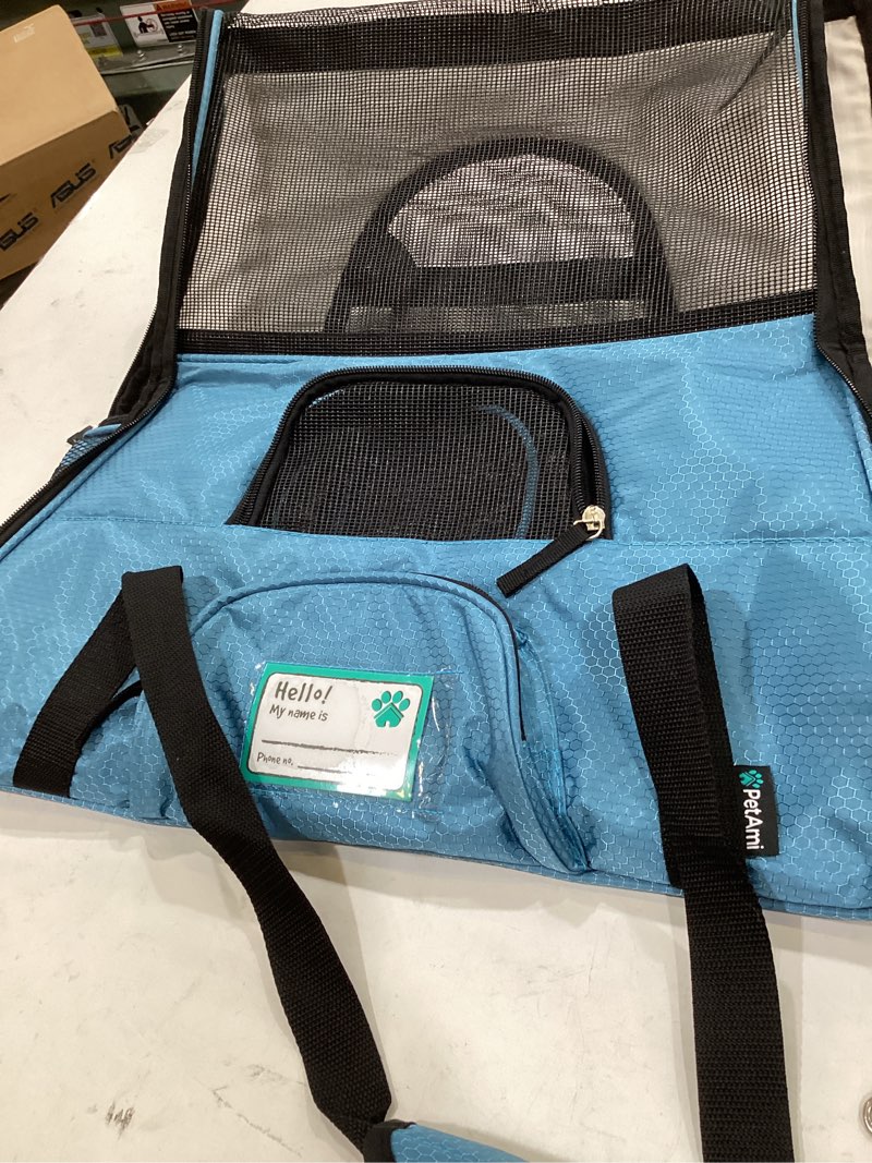 Condition photo showing Good Condition for petami dog backpack carrier for small large cat, pet, puppy, ventilated pet hiking backpack travel bag, airline approved cat backpack carrier, camping biking dog bag up to 18lbs pet, light blue