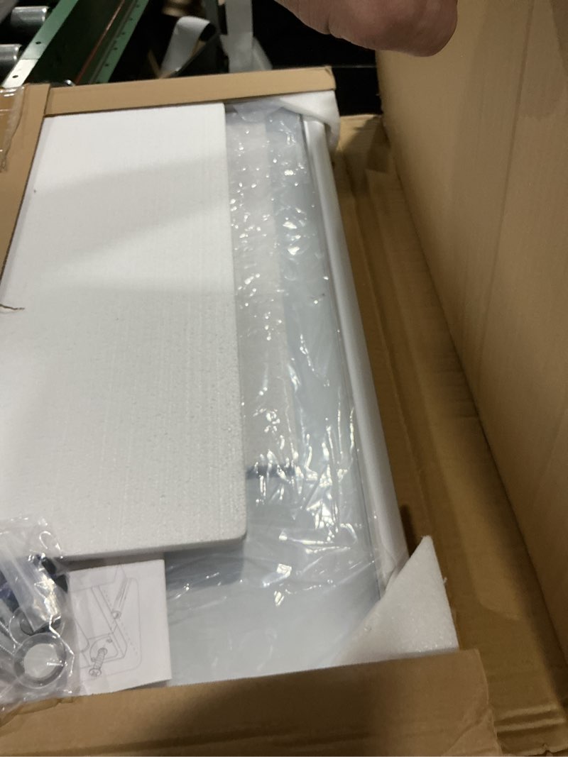 Condition photo showing Good Condition for innovart 28”x26”enclosed bulletin board, weatherproof dry erase board with locking swing-open door, aluminum frame wall mounted outdoor enclosed whiteboard for home, school, office, commercial silver frame whiteboard surface 28”x26”