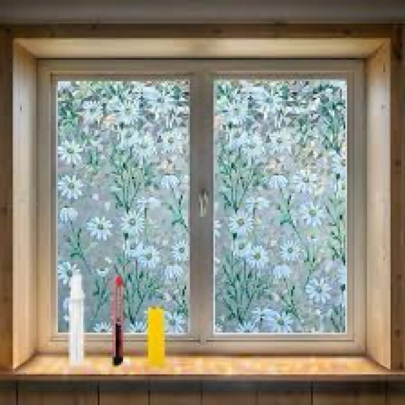 QHY Sunshine3D Window Privacy Film Stained Glass Window Film That is Adhesive-Free, Residue-Free, Re