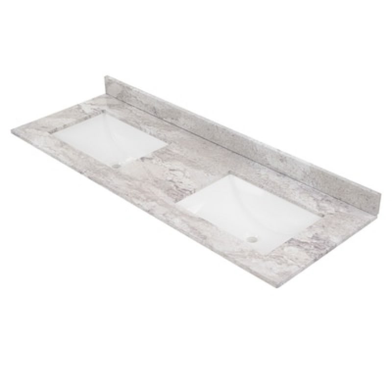 style selections stone effects 61-in x 22-in solstice cultured marble undermount double sink