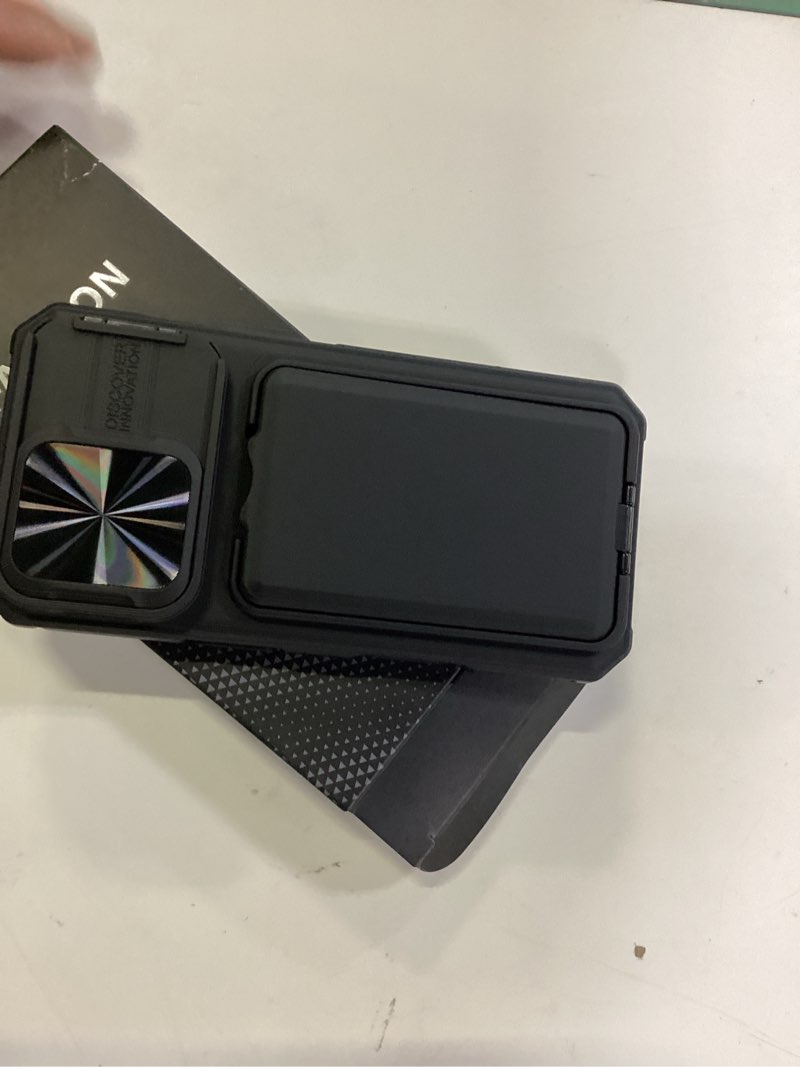 Condition photo showing New/Like New for sslotscase for iphone 16 pro case with 2x screen protector, card holder & kickstand & slide camera lens cover, silicone edge rugged shockproof protective phone cover for iphone 16 pro 6.3'', black black-sp iphone 16 pro