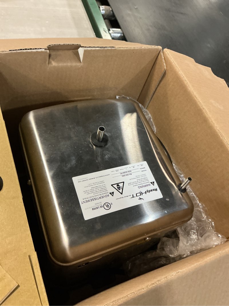 Condition photo showing As Is for Ready Hot 41-RH-300-F570-BN Instant Hot Water Dispenser System, 2.5 Quarts, Digital Display Single Lever Hot Water Faucet Brushed Nickel Brushed Nickel Faucet Digital Hot